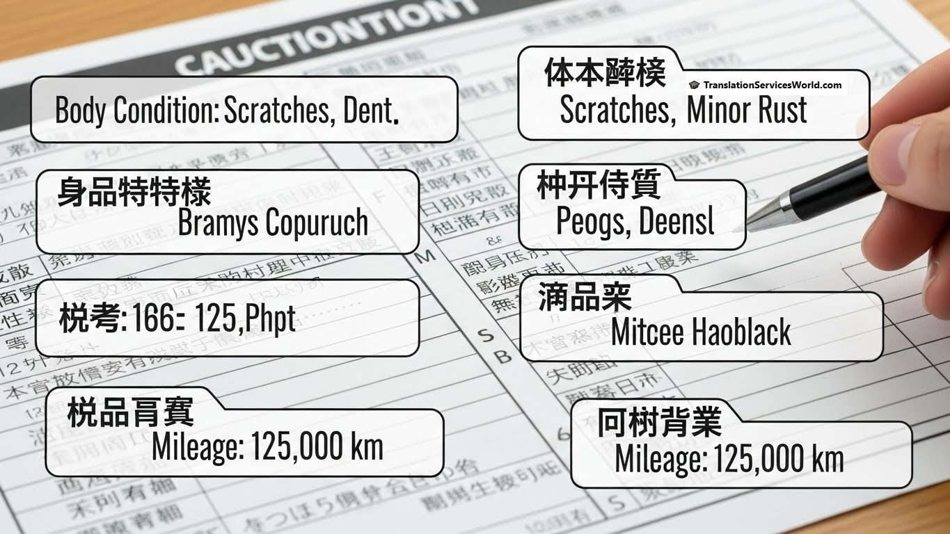 Japanese Car Auction Sheet Translation in English | Samples & Guide
