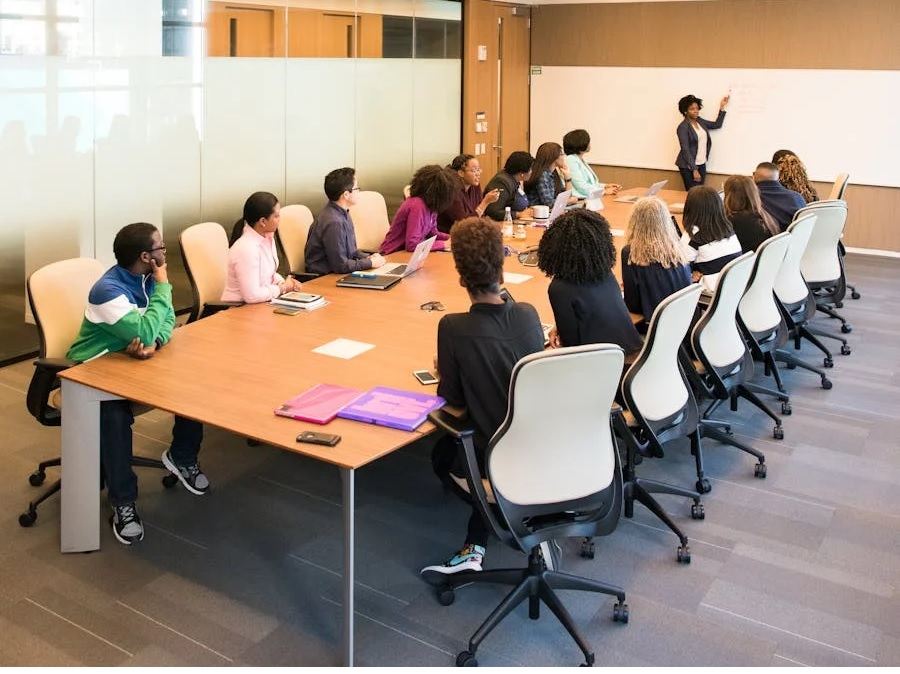 People working with documents and laptops in different languages